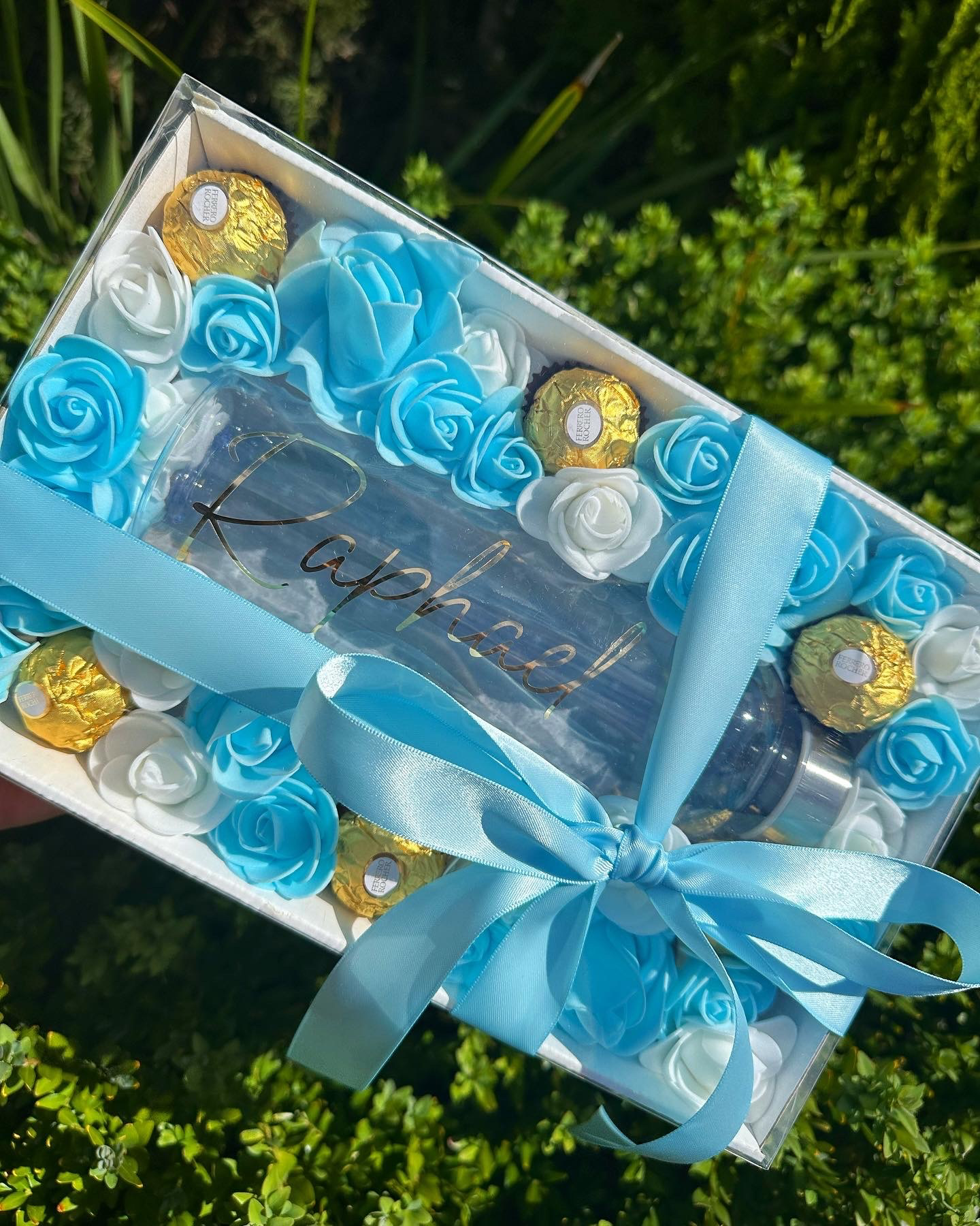 Custom Bottle in Forrero and Flower Box