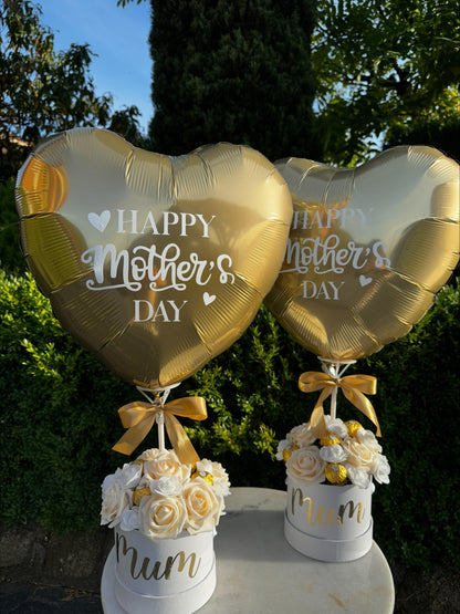 Artifical Roses and Forrero Heart Balloon Bundle