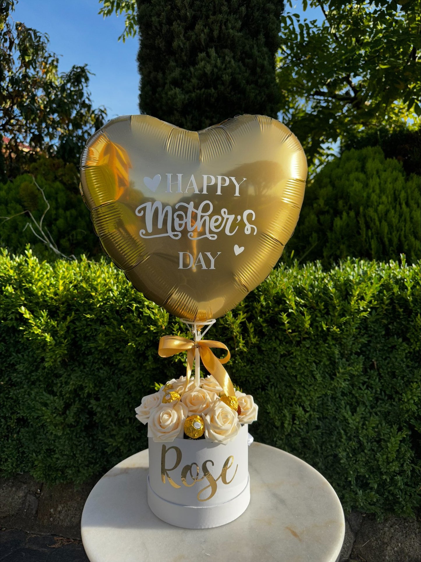 Artifical Roses and Forrero Heart Balloon Bundle