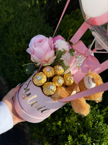 Artificial Flowers, Teddy and Forrero Balloon Bundle