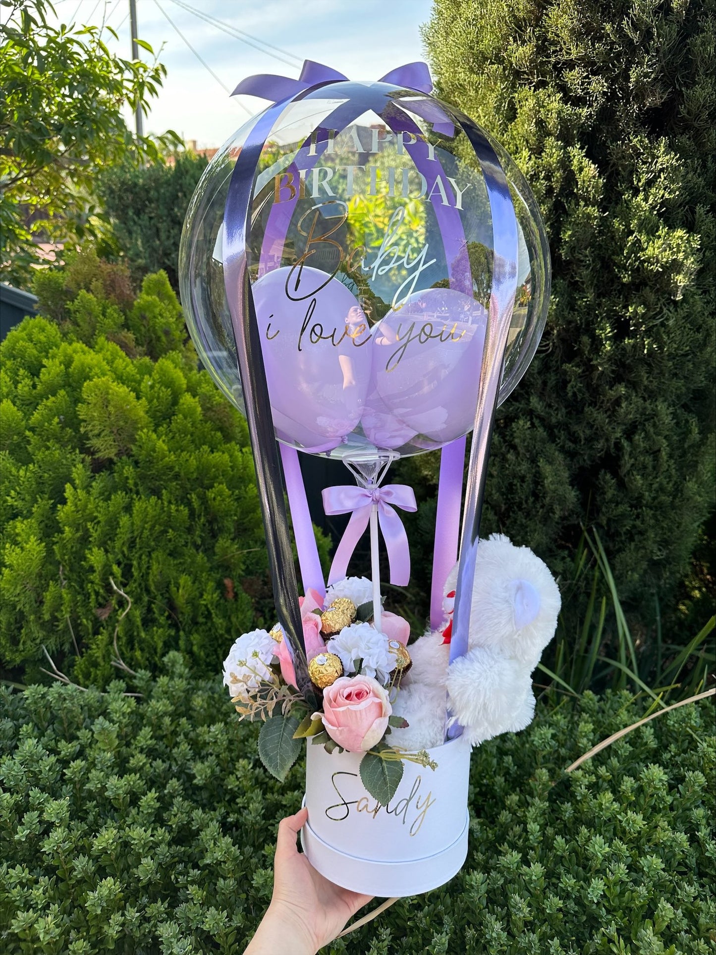 Artificial Flowers, Teddy and Forrero Balloon Bundle