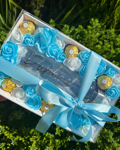 Custom Bottle in Forrero and Flower Box
