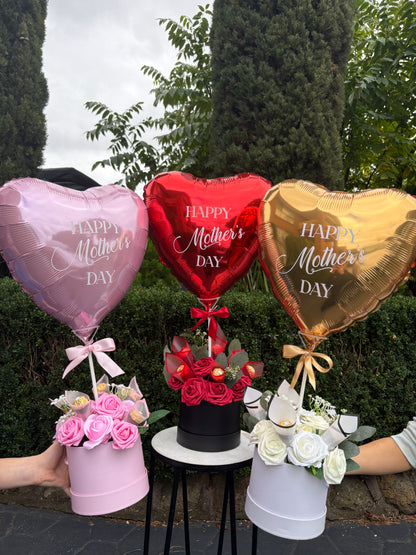 Artifical Roses and Forrero Heart Balloon Bundle