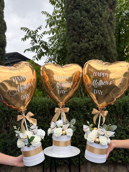 Artifical Roses and Forrero Heart Balloon Bundle