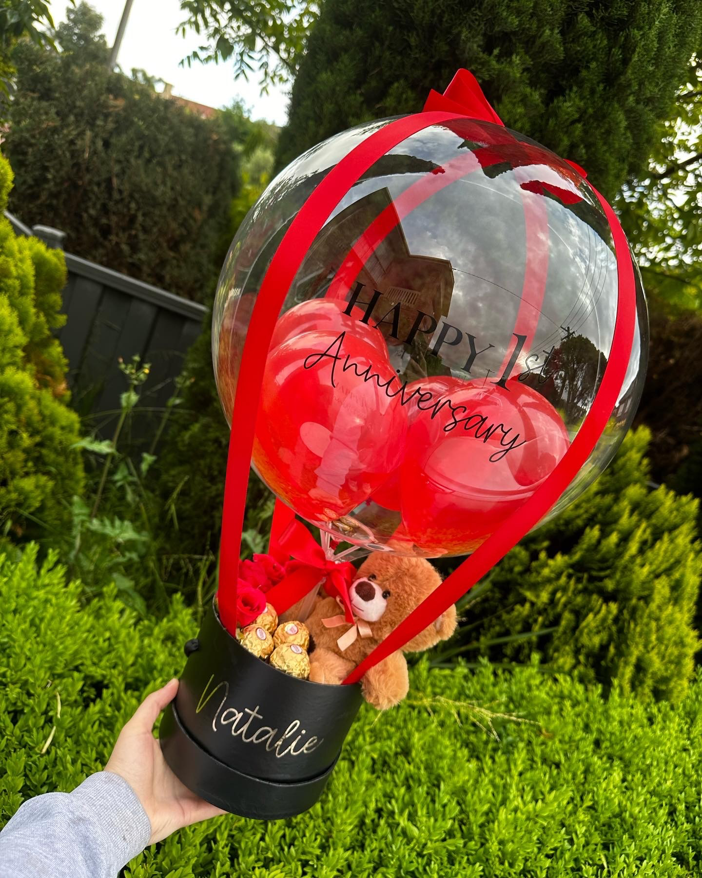 Artificial Flowers, Teddy and Forrero Balloon Bundle